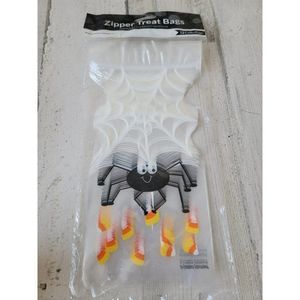 Spider web candy corn Halloween zipper bag treat